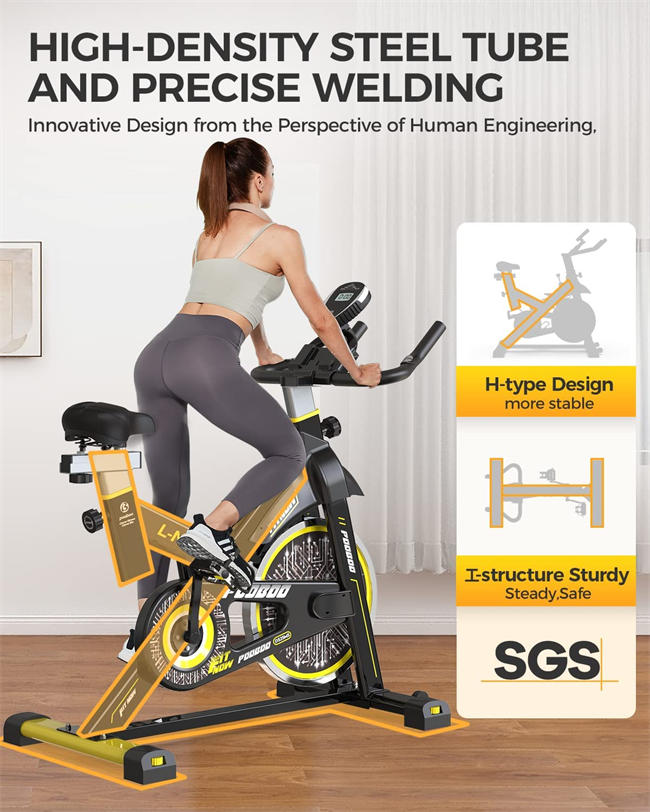 Magnetic Resistance Indoor Cycling Bike, Belt Drive Indoor Exercise Bike Stationary LCD Monitor with Ipad Mount ＆Comfortable Seat Cushion for Home Cardio Workout Cycle Bike Training 2022 Upgraded Version