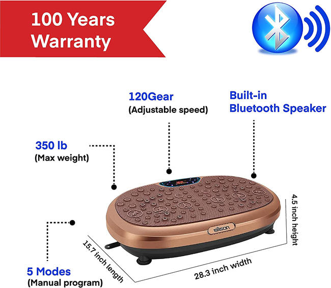 FitMax 3D XL Vibration Plate Exercise Machine - Whole Body Workout Vibration Fitness Platform w/Loop Bands - Home Training Equipment for Recovery, Wellness, Weight Loss (Jumbo Size) (Brown)