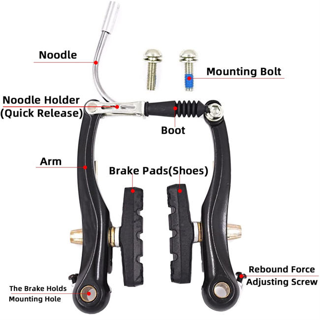 Brakes for Bikes Linear Bicycle Brake Set Mountain Bike Front and Rear V Brakes Set Replacement Parts fit for Most MTB BMX Road Bike 1 Pair