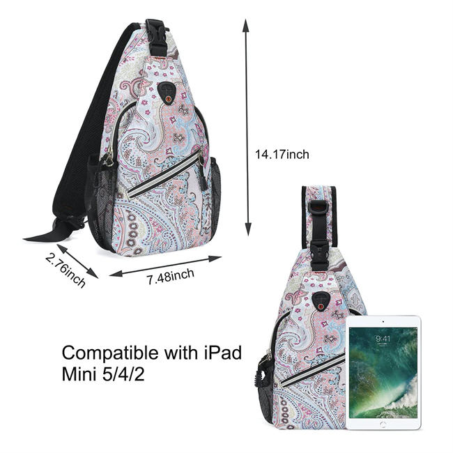 Mini Sling Backpack,Small Hiking Daypack Pattern Travel Outdoor Sports Bag, National Style