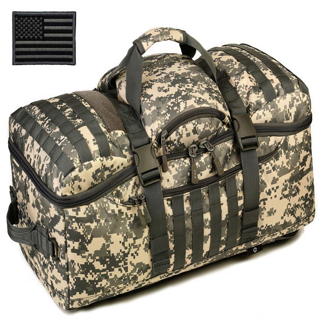 Tactical Travel Backpack 60L Military MOLLE Duffel Bag (Rain Cover & Patch Included)