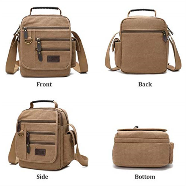 Mens bag Canvas Shoulder Bag Small Messenger Crossbody Bag Work Bag Vintage Multi-function