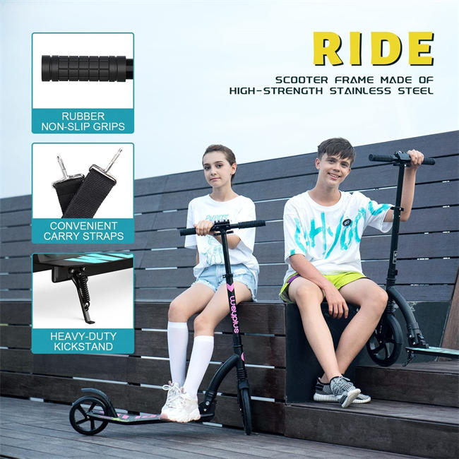 Kick Scooter for Teens & Adults. Max Load 240 LBS. Foldable, Lightweight, 9 Big Wheels, 4 Adjustable Level. Bearing ABEC9