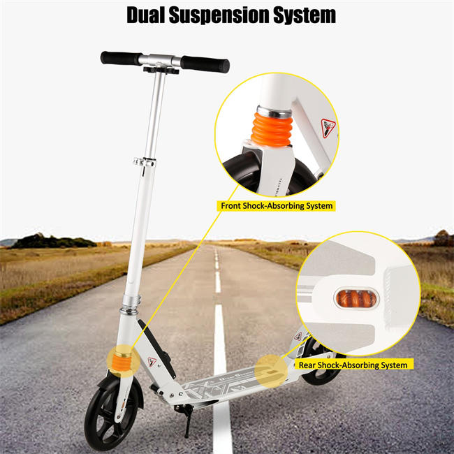 Kids/Adult Scooter with 3 Seconds Easy-Folding System, 220lb Folding Adjustable Scooter with Foot Brake and 200mm Large Wheels